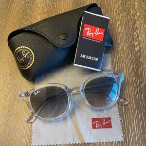 Ray-Ban Transparent Frame Sunglasses with Black Case. Never worn, no scratches
